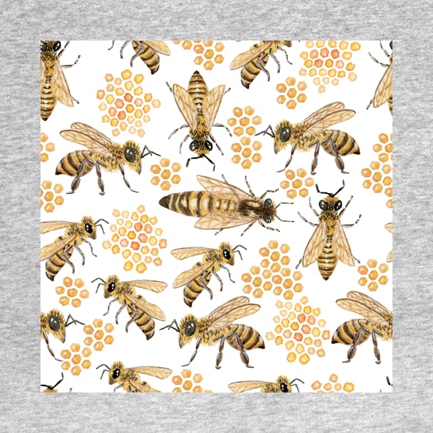 Watercolor Honeybee Pattern by paintedpansy